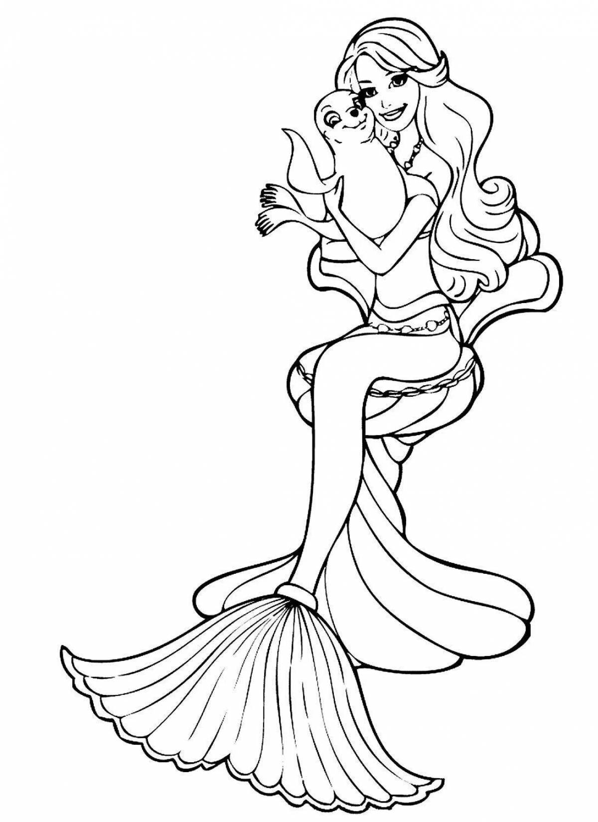 Angel coloring barbie doll mermaid