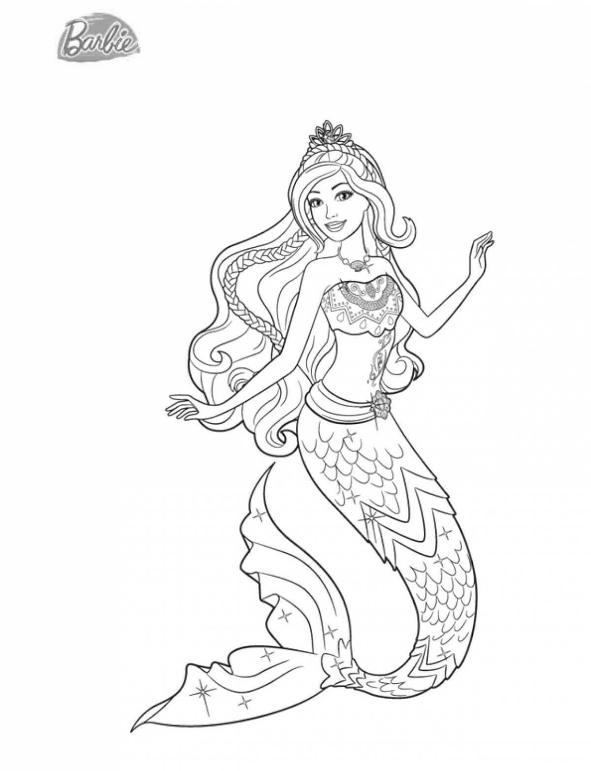 Sublime coloring page кукла барби русалка