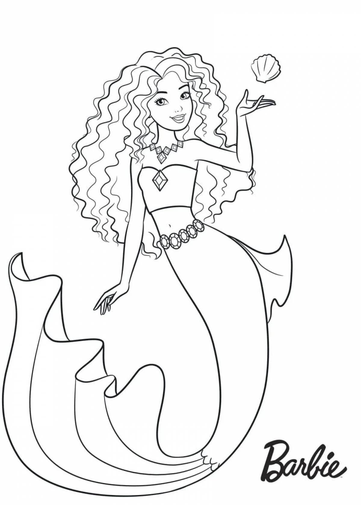Fancy coloring barbie mermaid