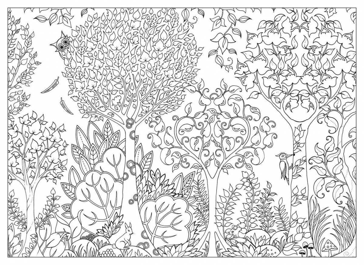 Anxious coloring antistress mysterious forest