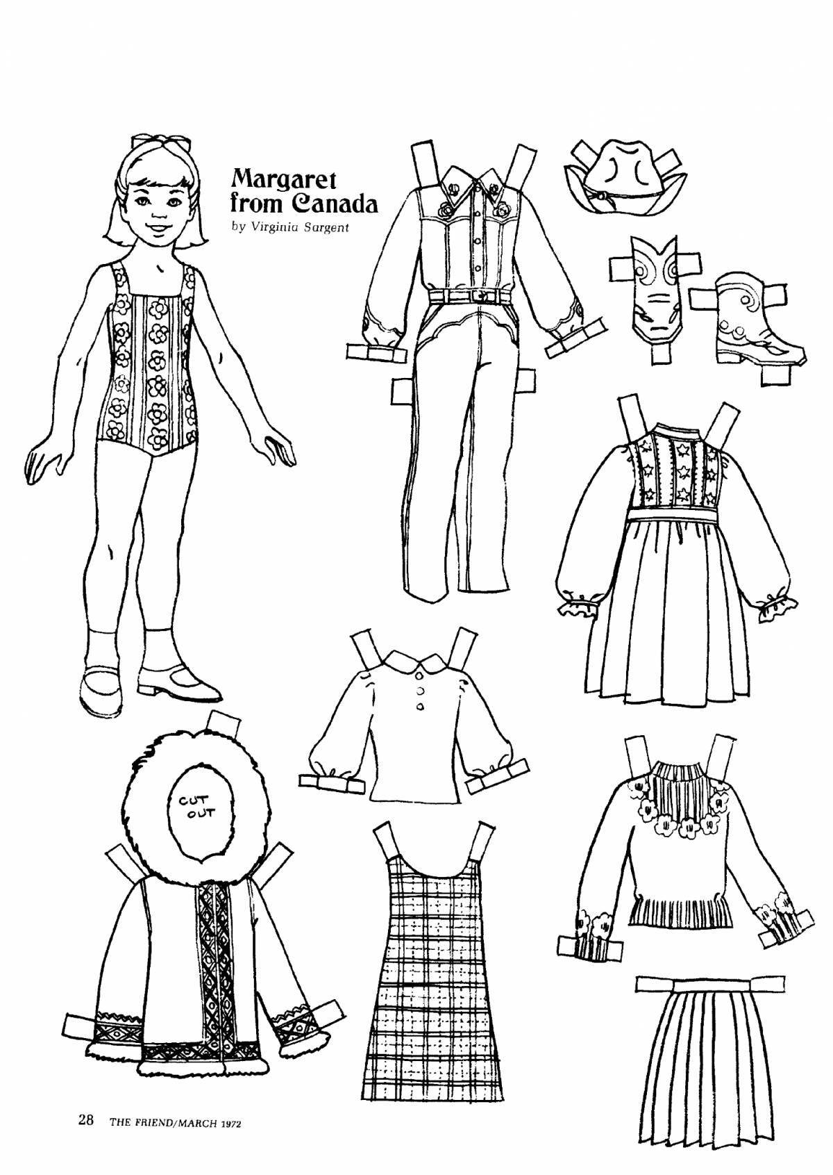 Coloring page festive Mari national costume