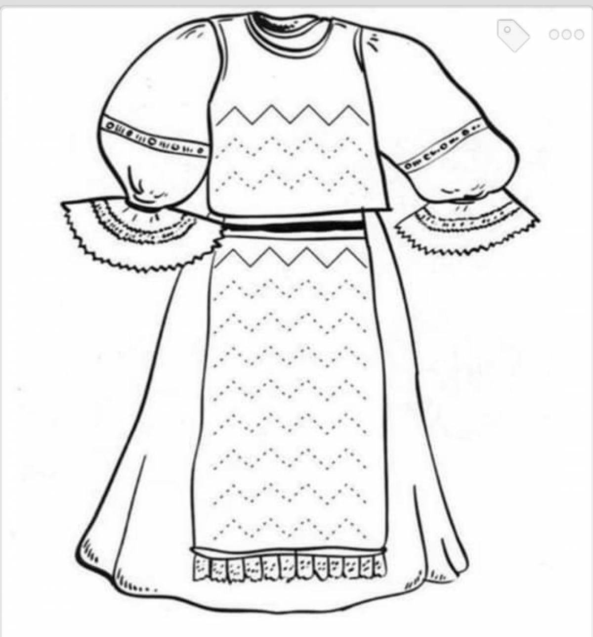 Раскраска лучезарный марийский национальный костюм