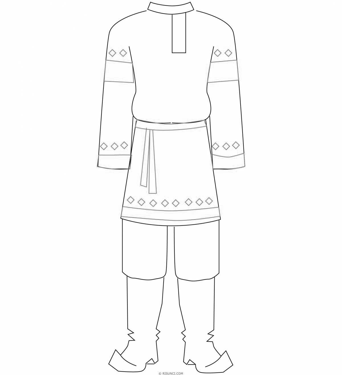 Coloring page elegant Mari national costume