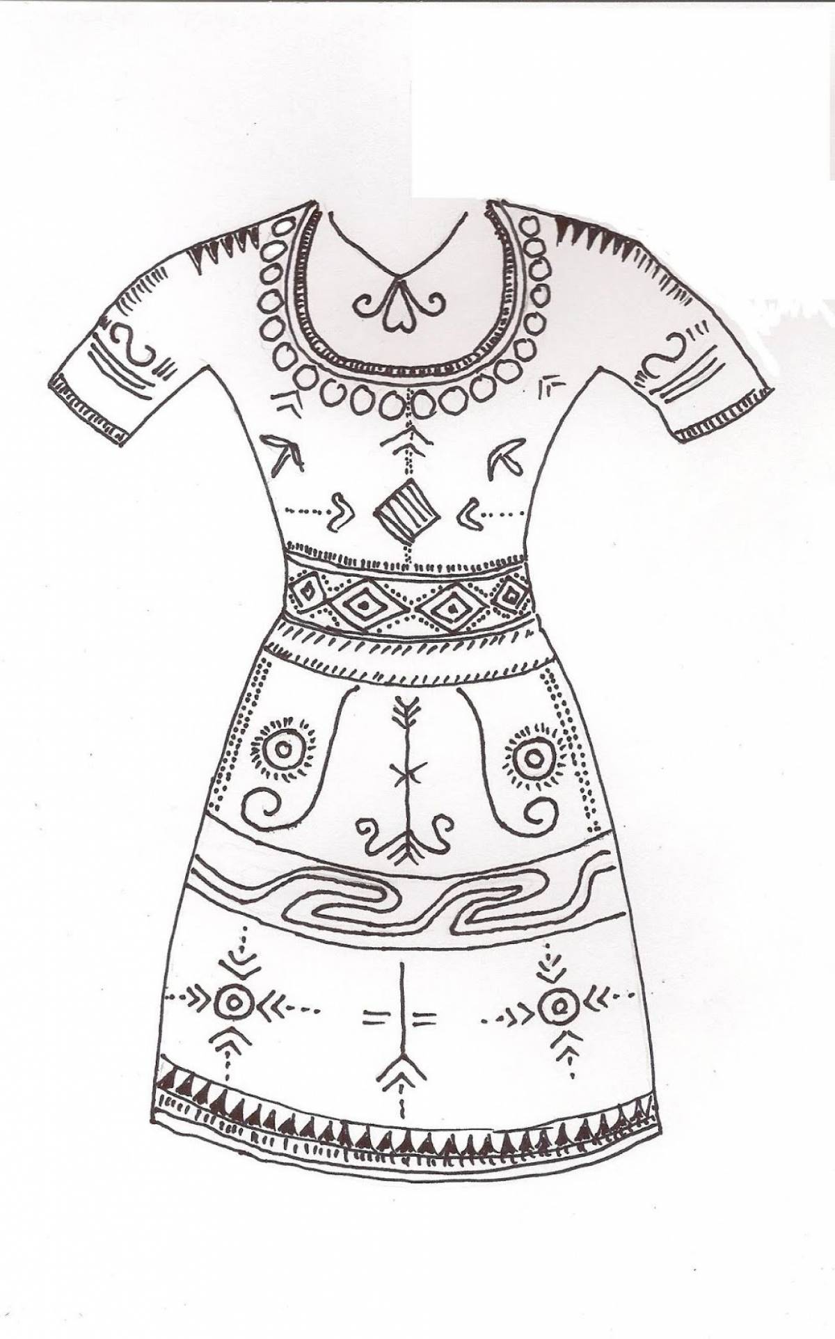 Раскраска национальный марийский костюм