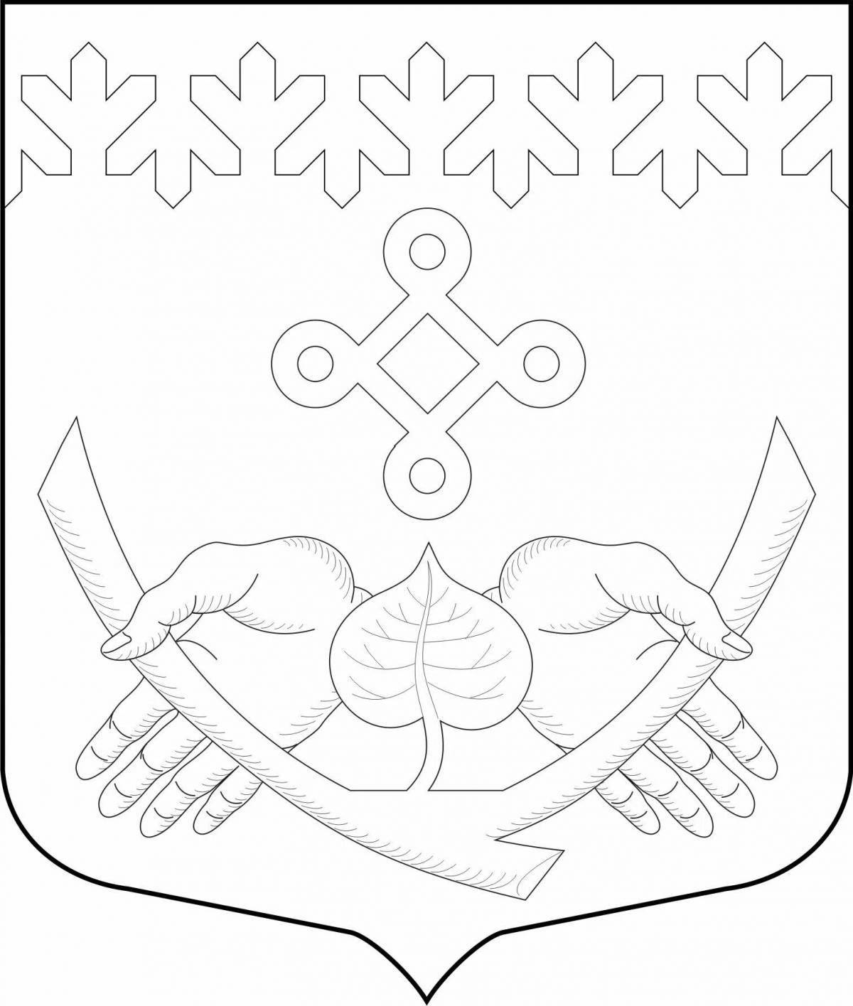Coloring page majestic coat of arms of the Komi Republic