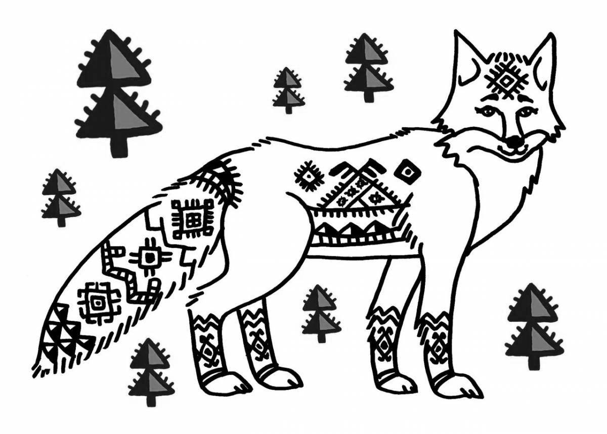 Coloring page elegant coat of arms of the Komi Republic