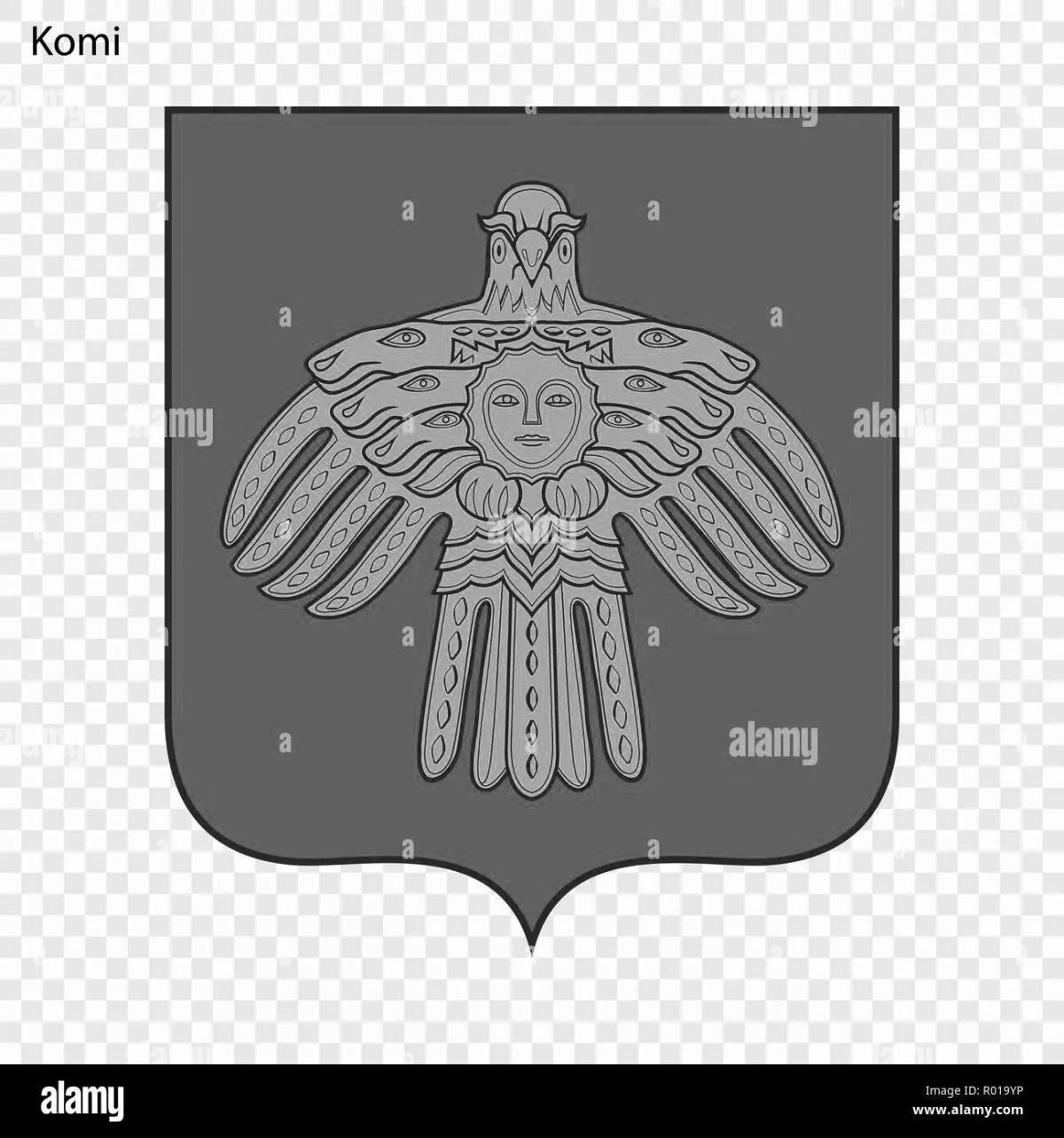 Coloring page enticing coat of arms of the Komi Republic