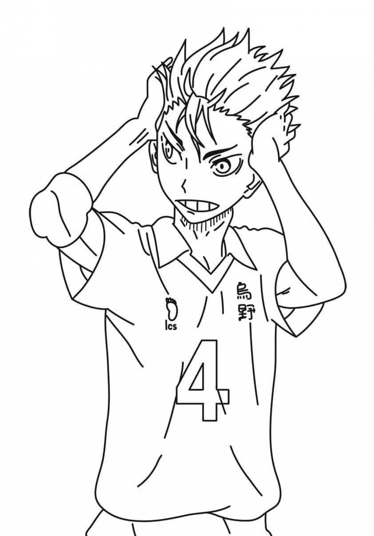 Coloring book funny chibi anime volleyball