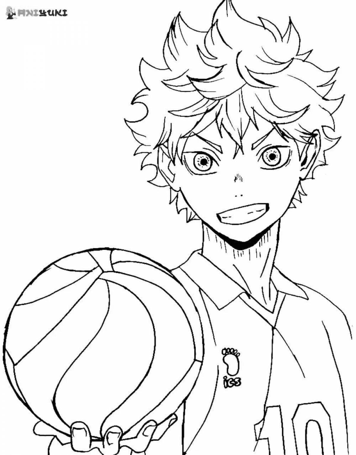 Anime chibi volleyball dynamic coloring page