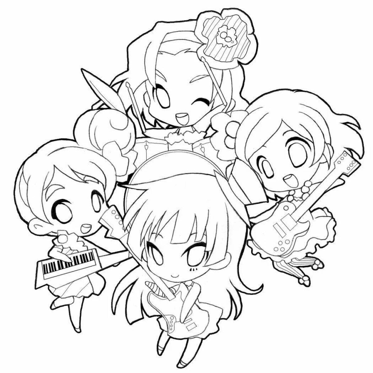 Coloring lively chibi anime volleyball