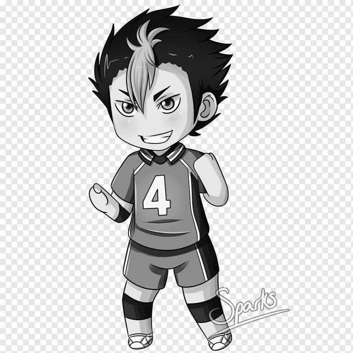 Coloring comic chibi anime volleyball