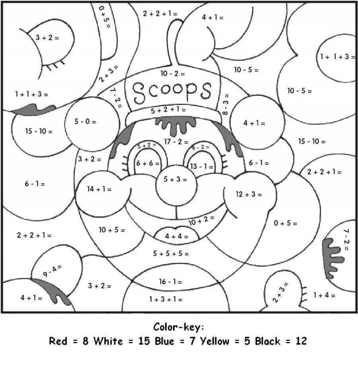 Living coloring page of math fractions