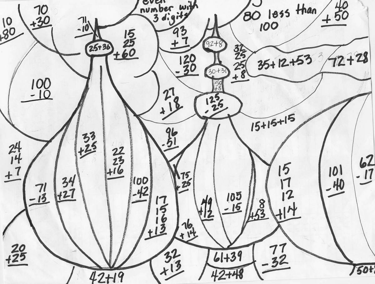 Playful math fraction coloring page