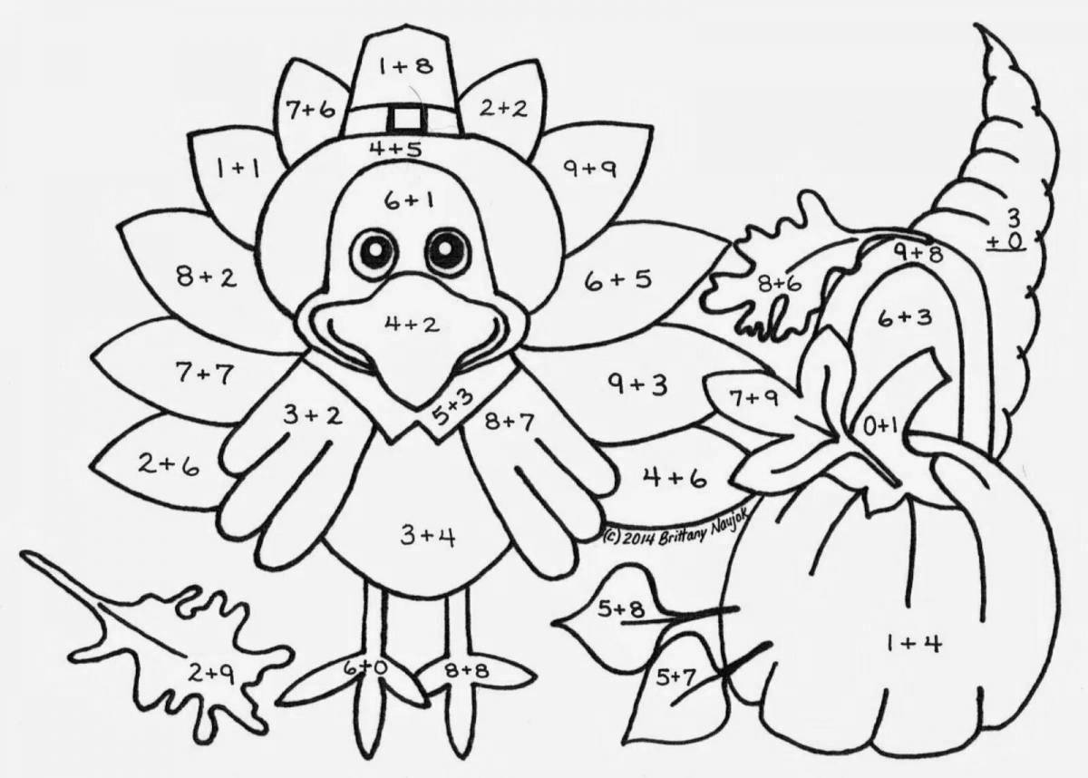 Math fractions coloring page
