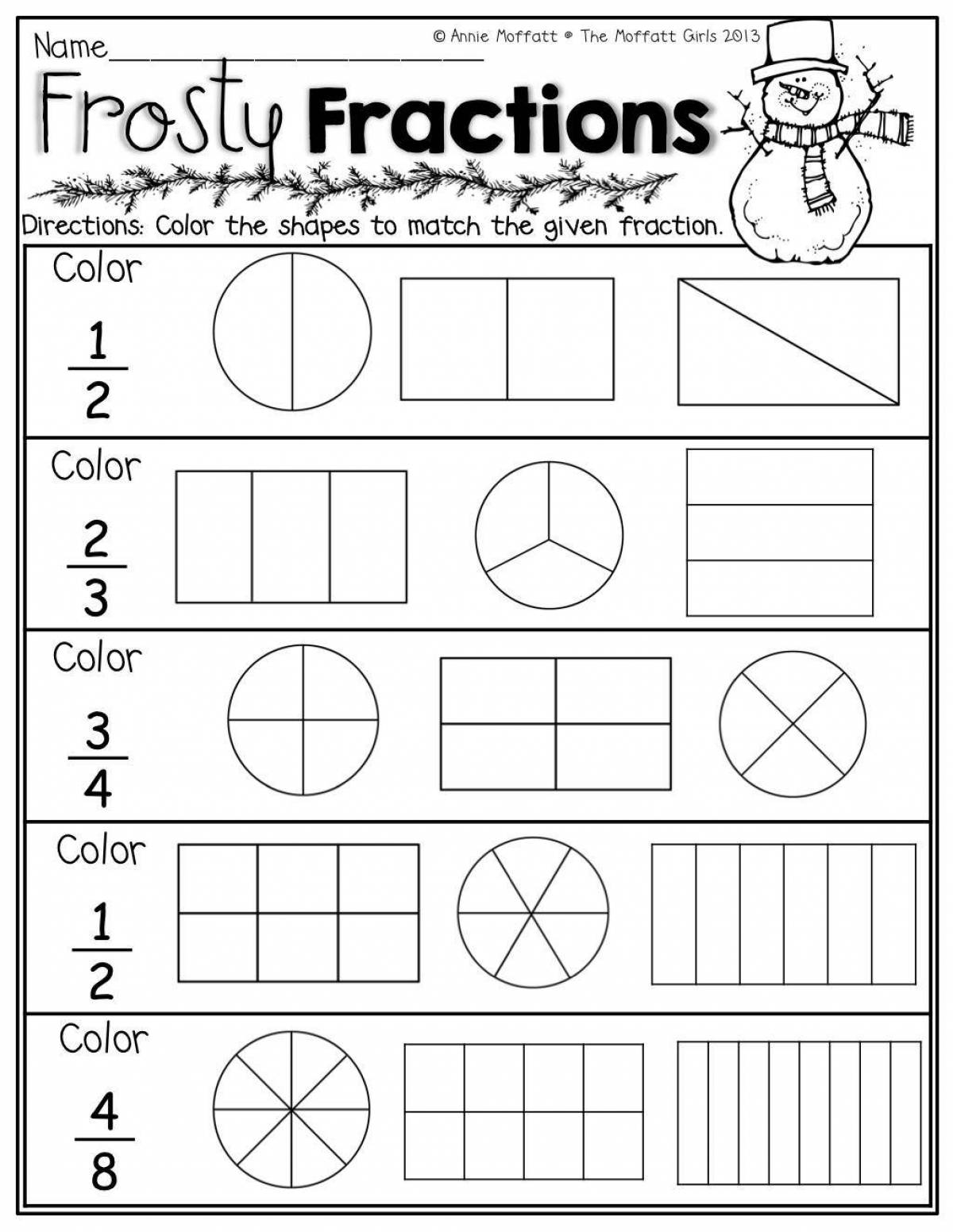 Coloring book outstanding math fractions