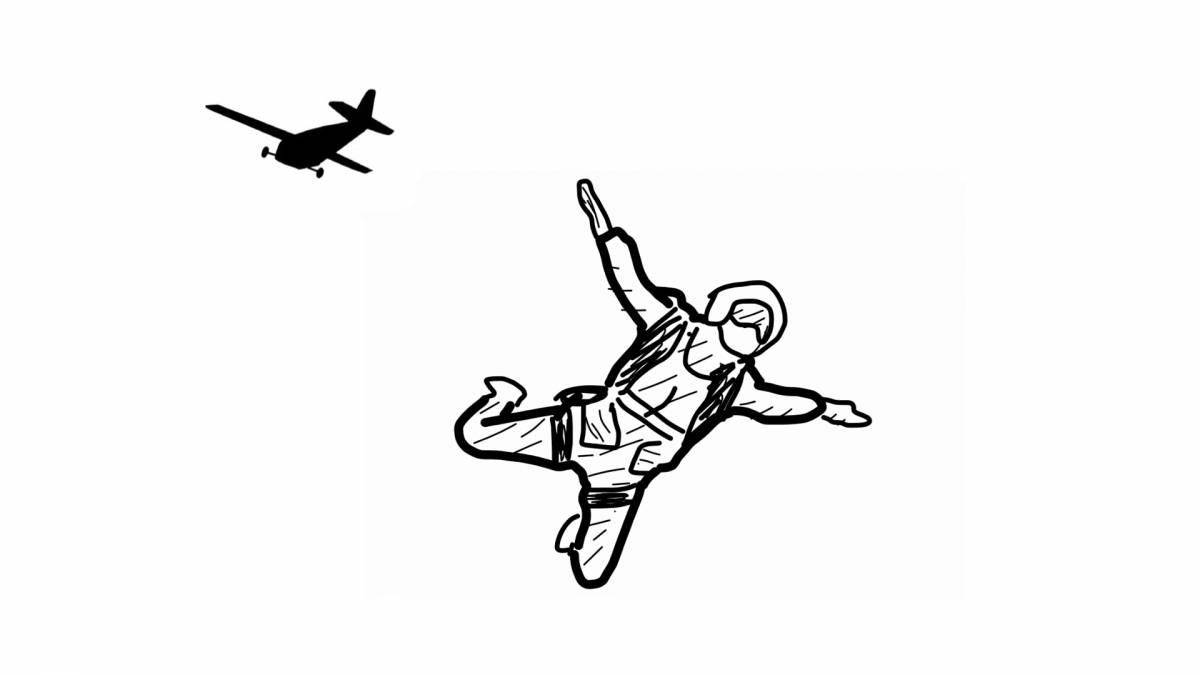 Fearless skydiver coloring page
