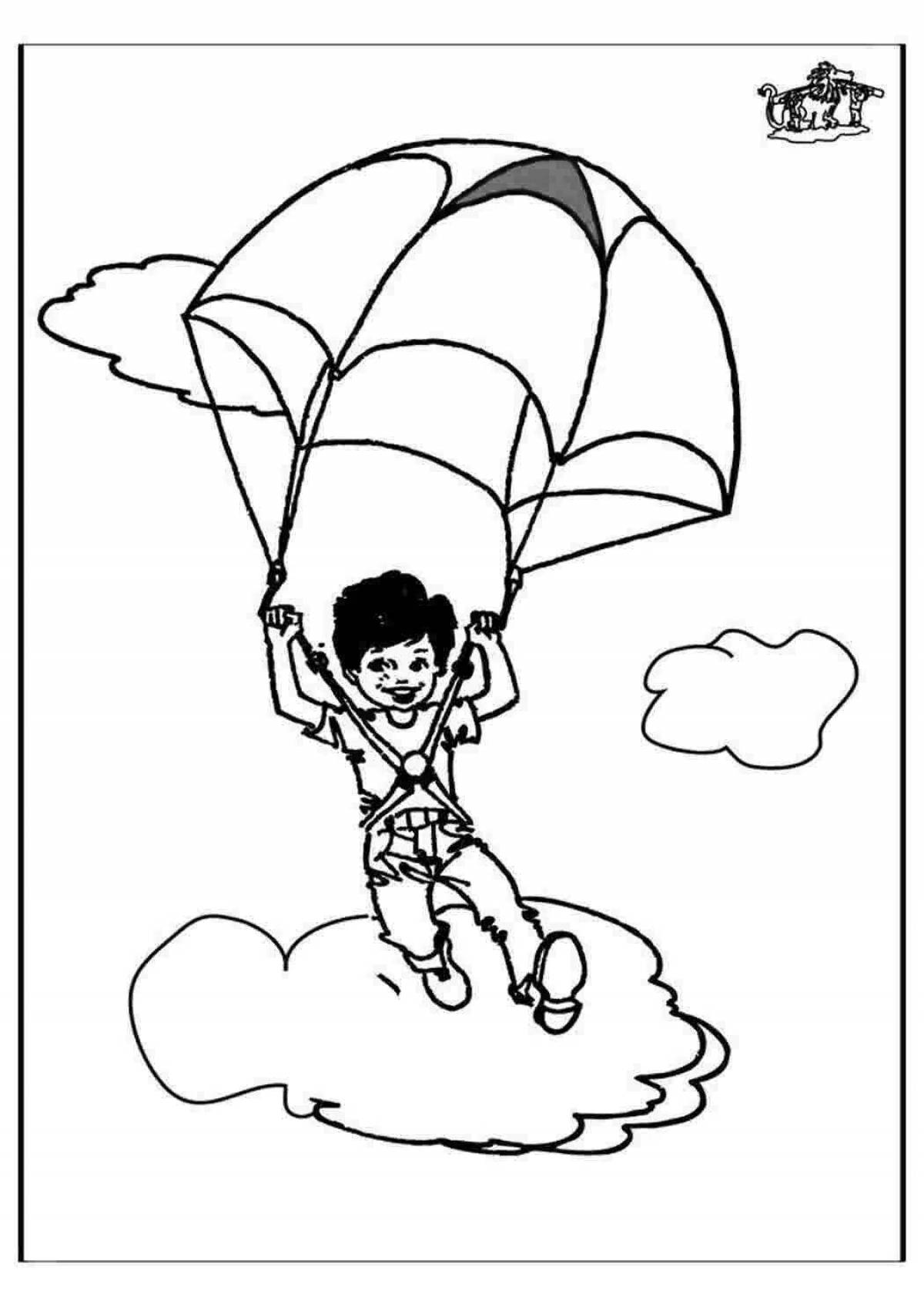 Coloring page cheerful skydiver