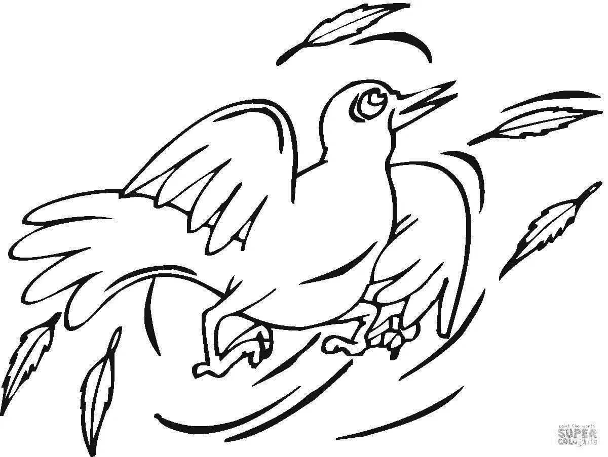 Exotic ruffled sparrow coloring page