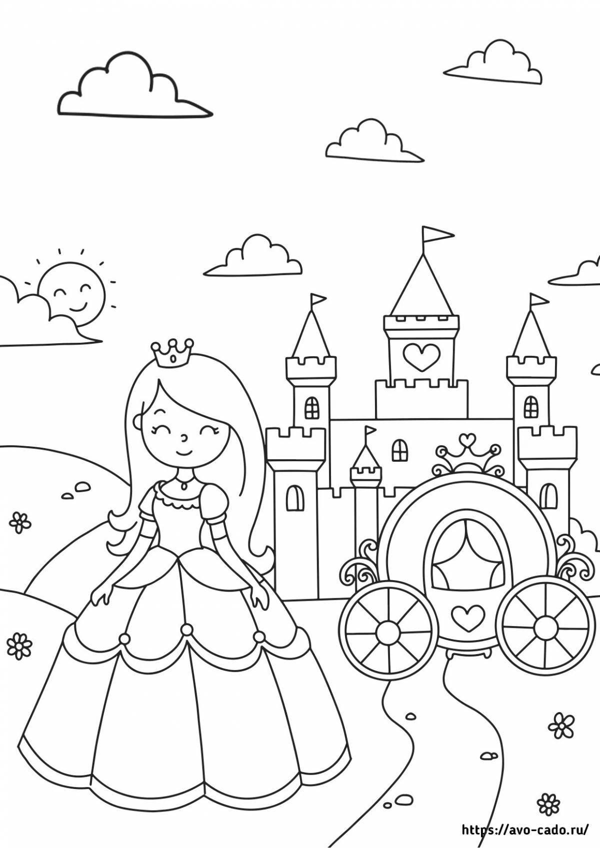 Очаровательная раскраска для девочек замок принцессы