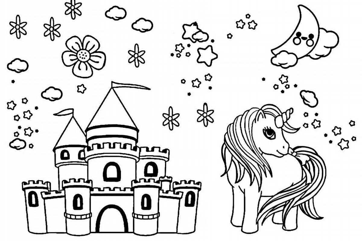 Violent coloring book for girls princess castle