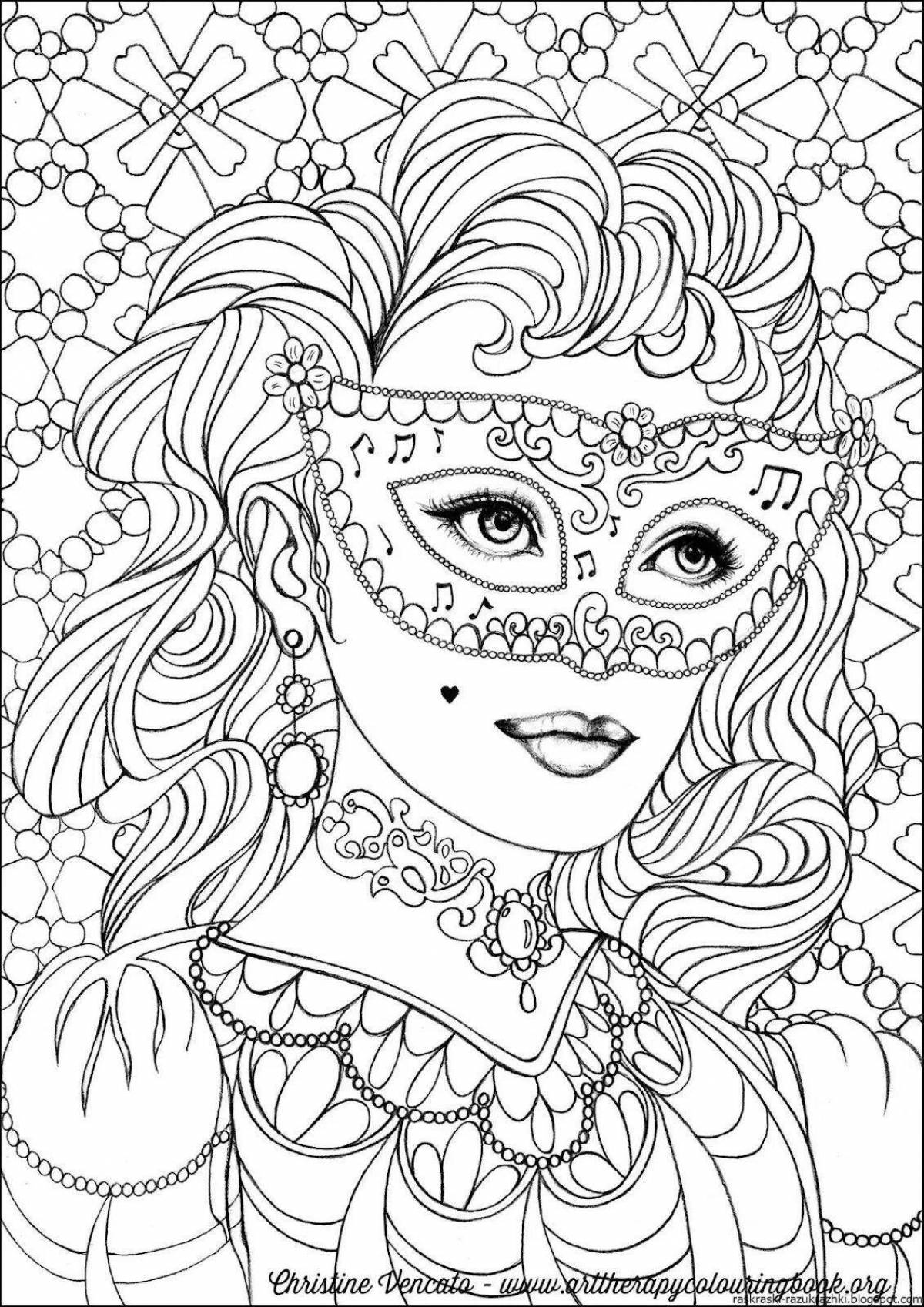 Glowing coloring pages of beautiful girls