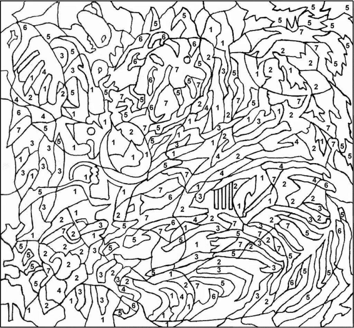 Creative download by number coloring page