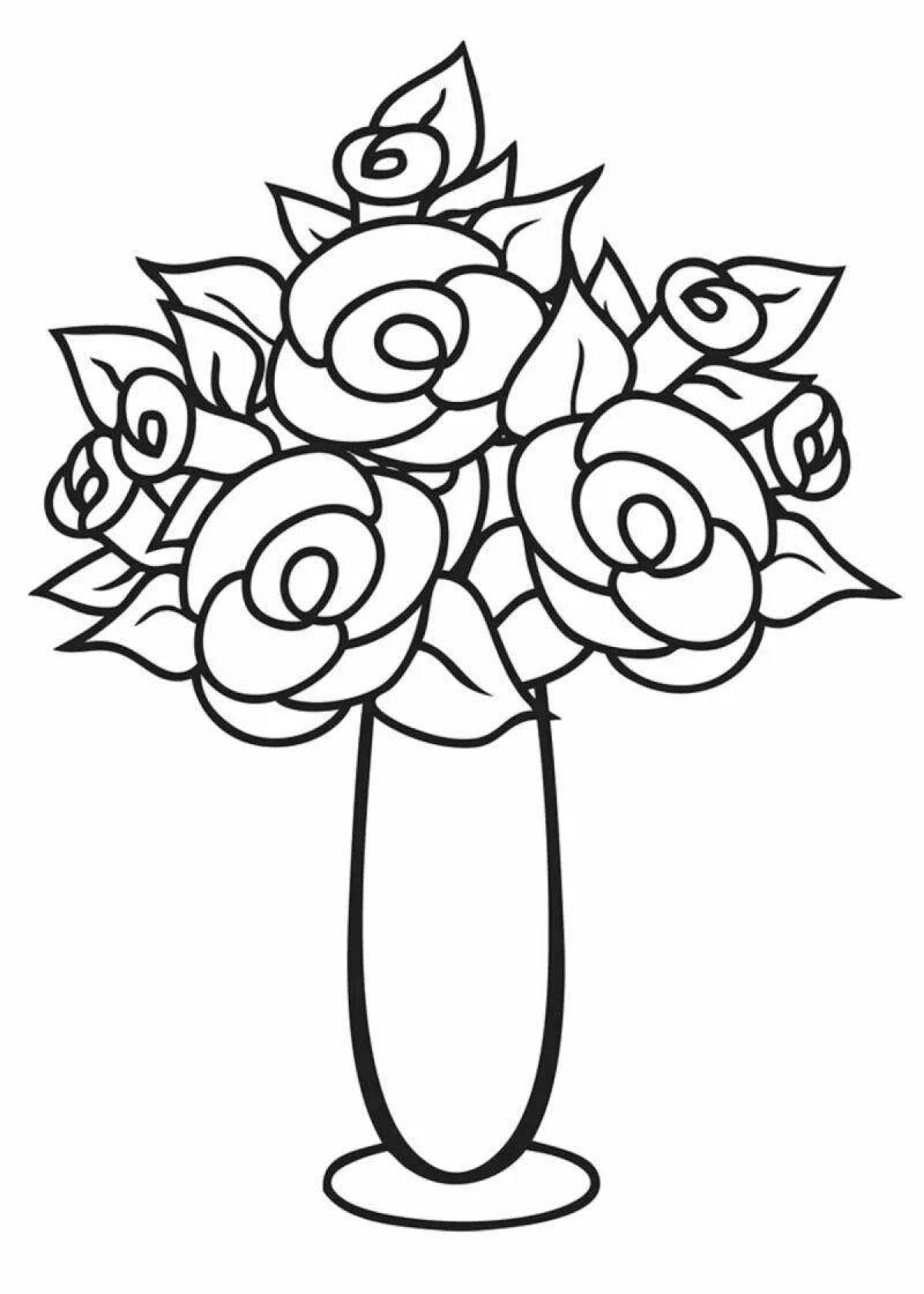 Fancy coloring of a rose in a vase