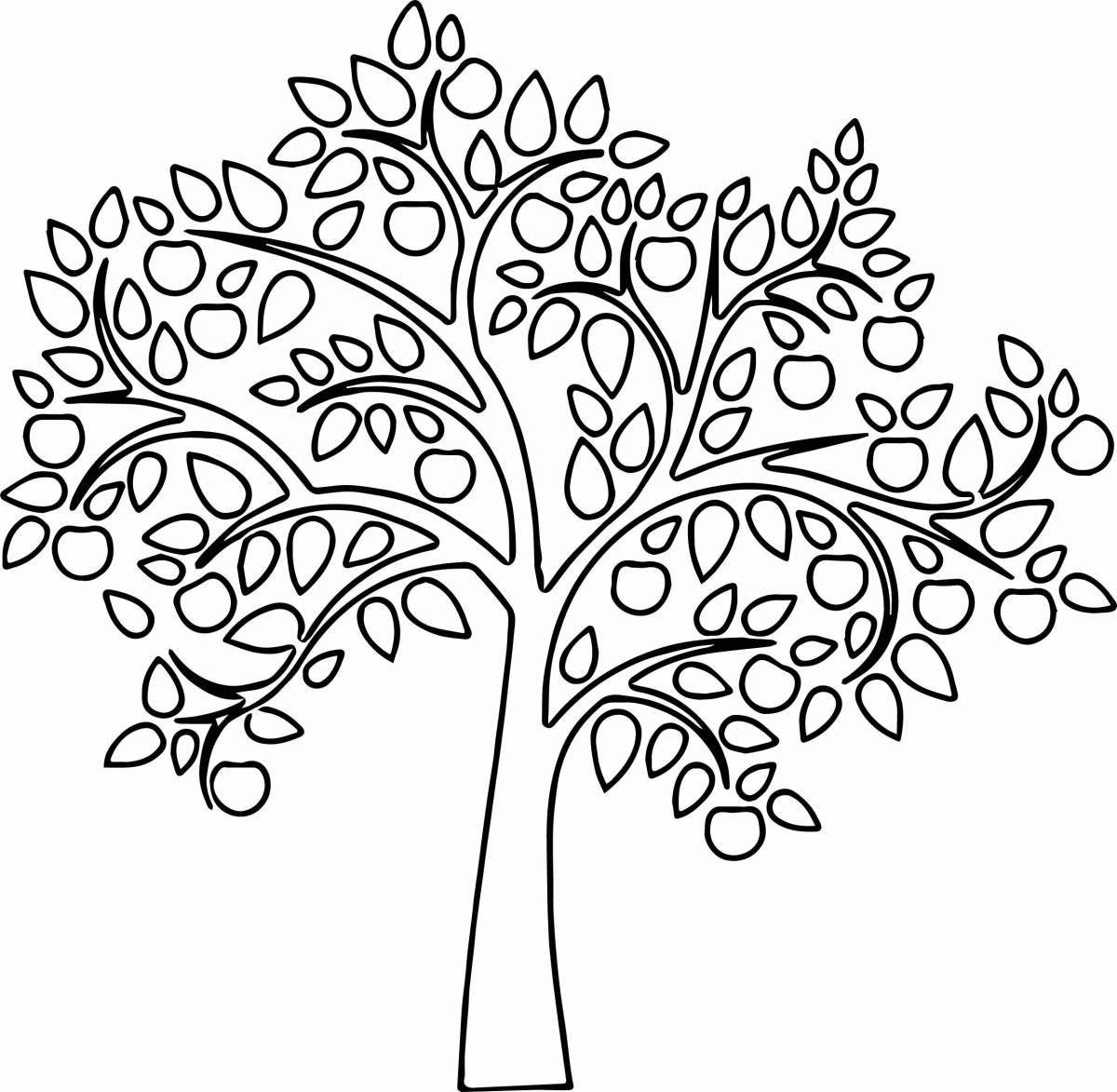 Great coloring tree without leaves outline