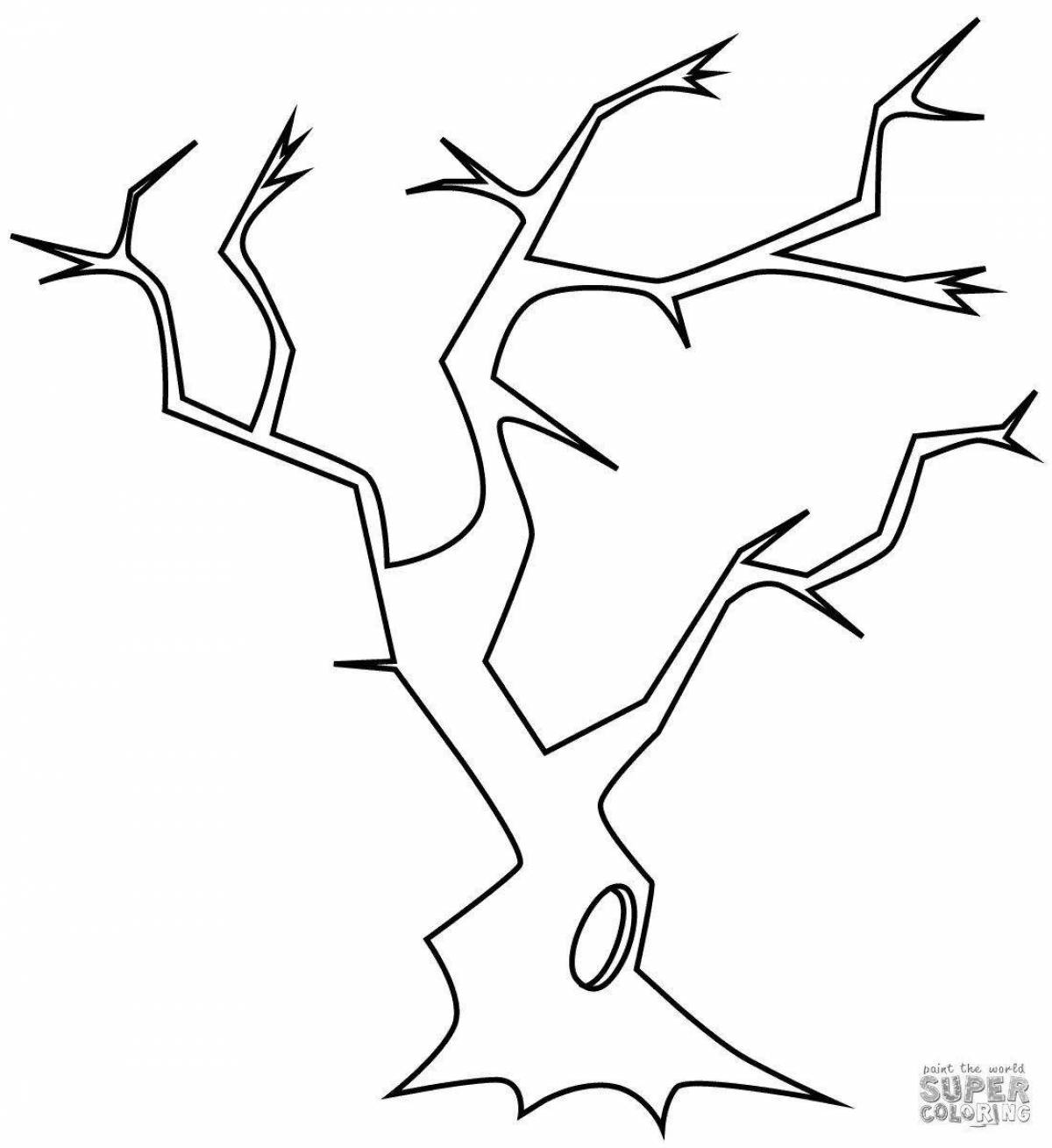 Glitter coloring tree without leaves outline
