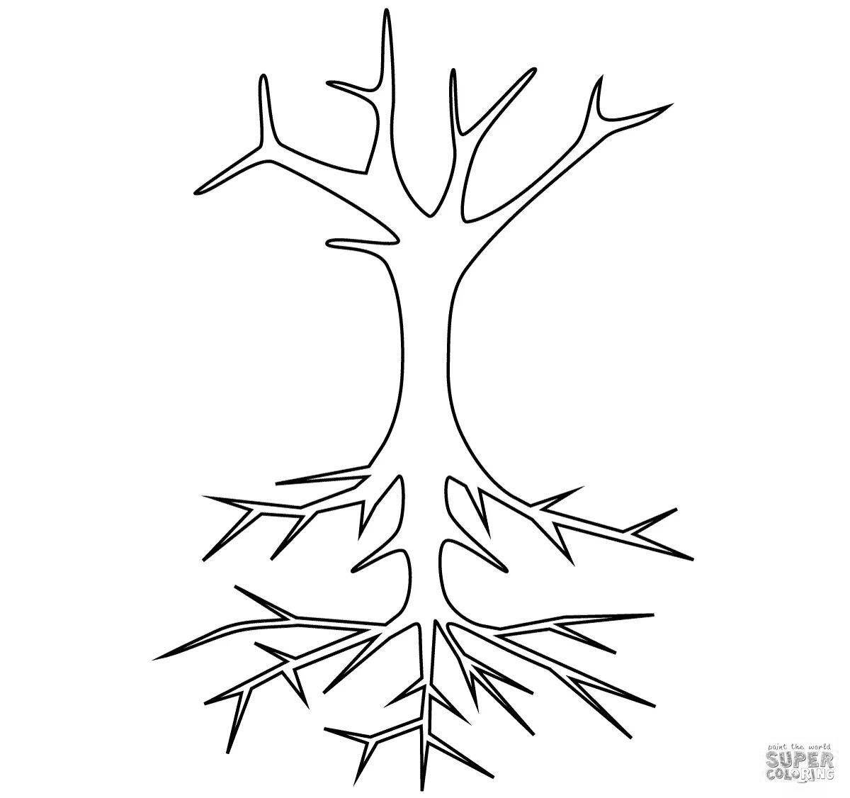 Wonderful coloring tree without leaves outline