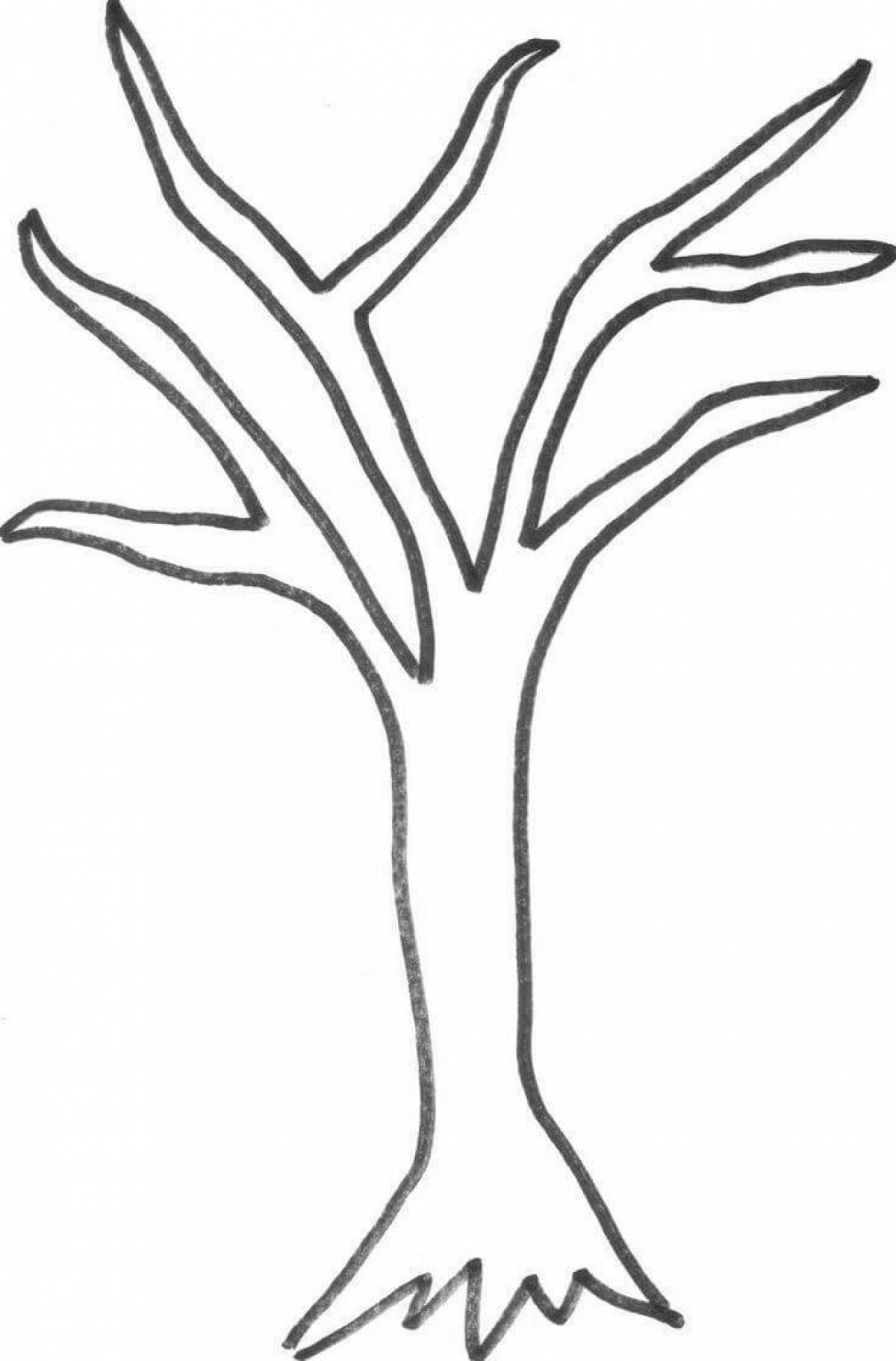 Fairytale coloring tree without leaves outline
