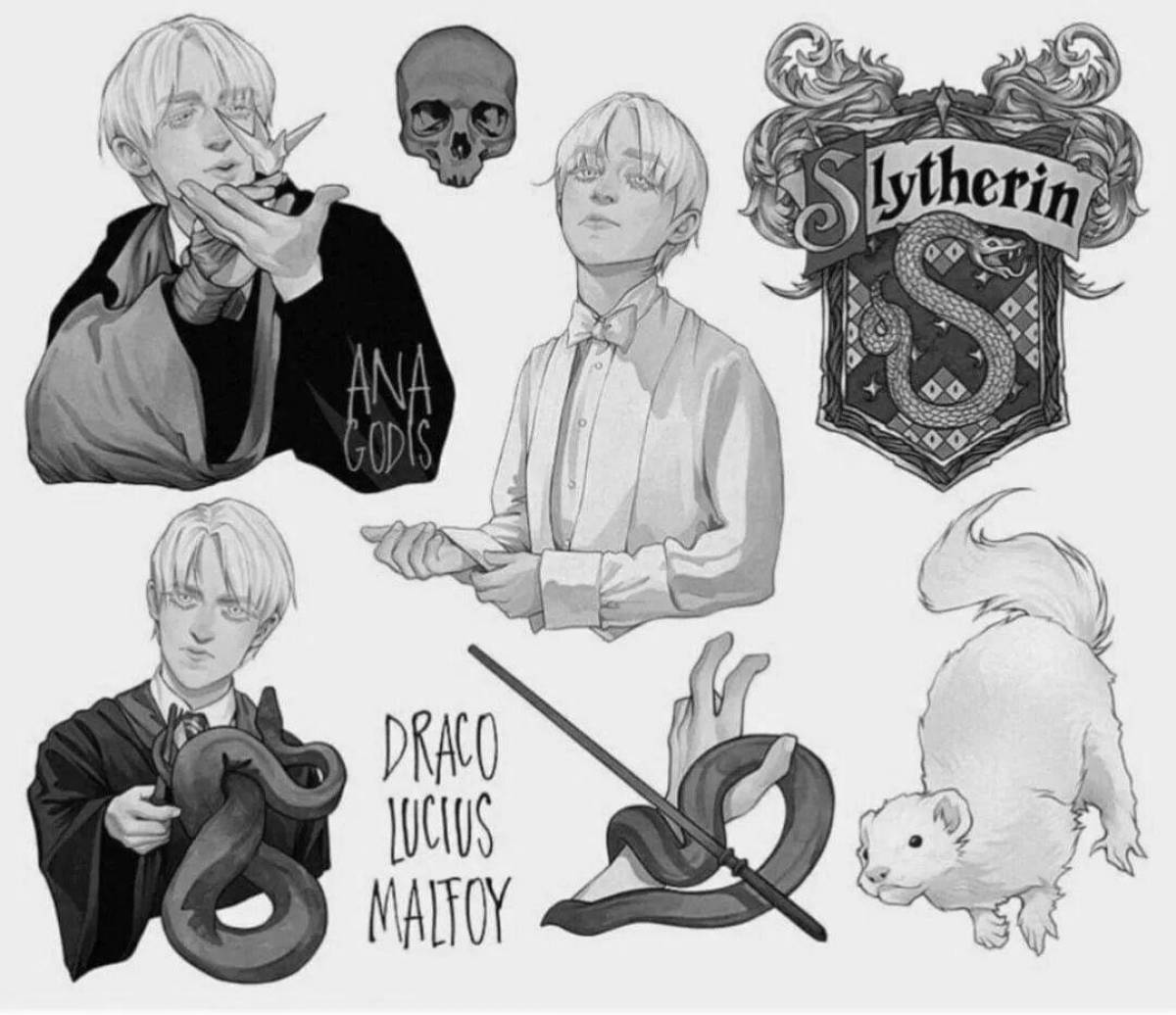Draco Malfoy's Luminous Spiral Coloring Page