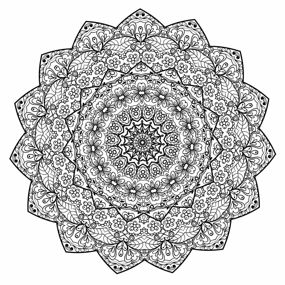 Glitter coloring mandala of wealth and prosperity