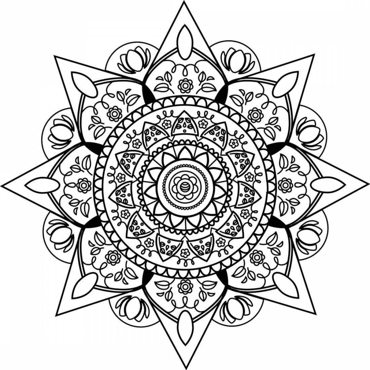 Blooming coloring mandala of wealth and prosperity