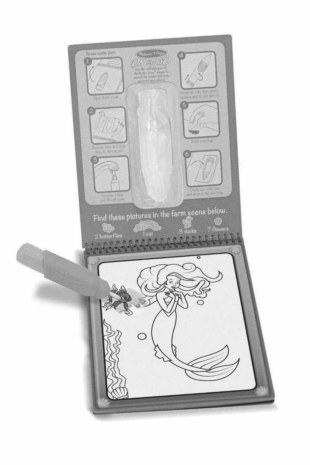 Harmonious water coloring page with marker