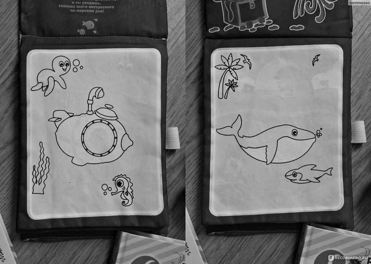 Water coloring page with marker