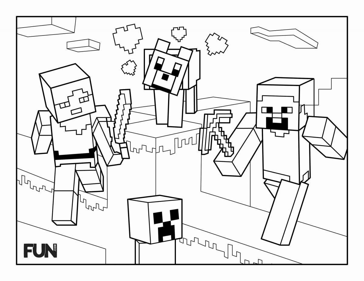 Bright cool minecraft coloring book for boys