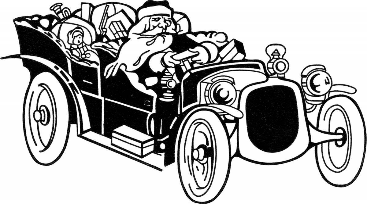 Jolly Santa Claus by car