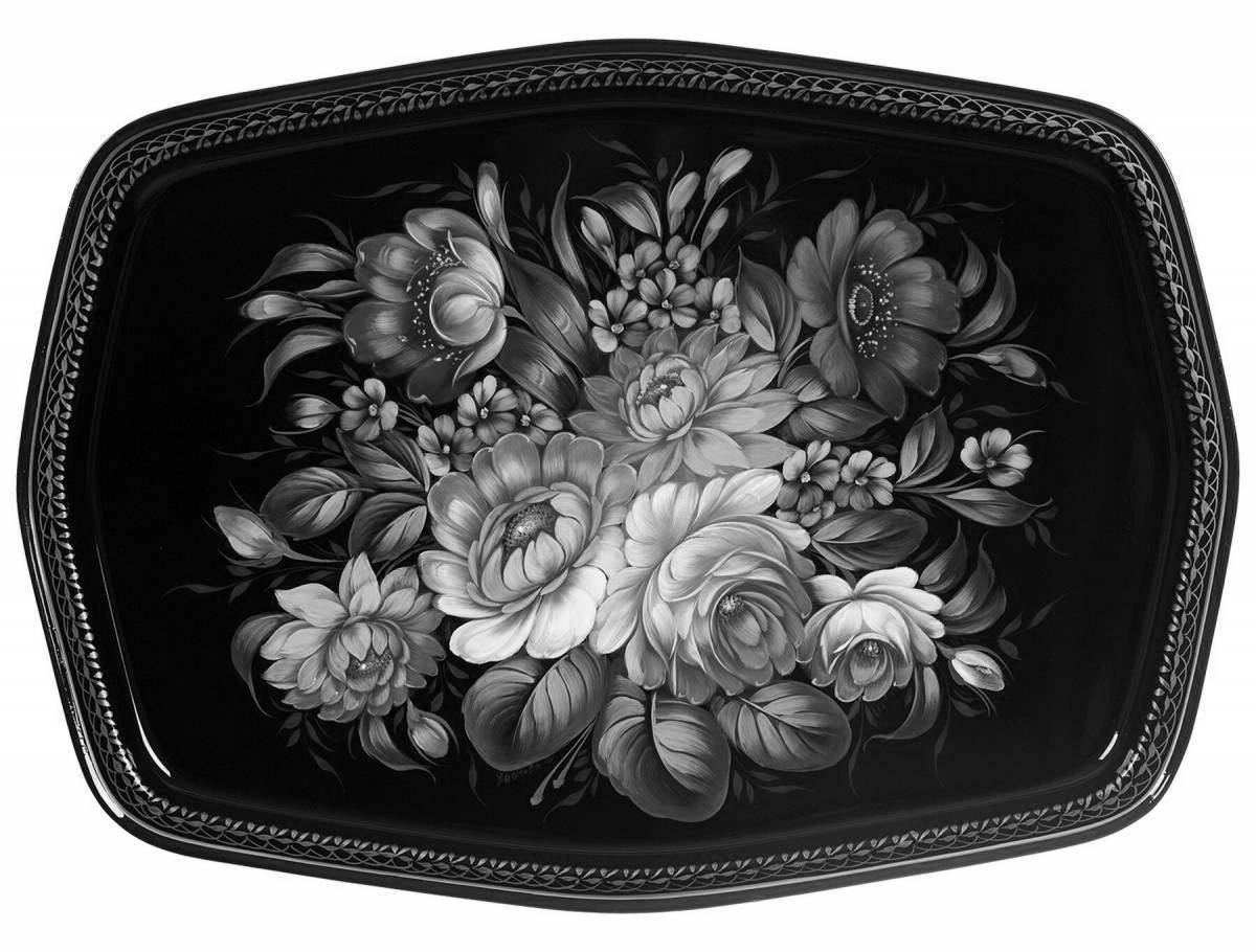 Radiant Zhhostovo painting on metal