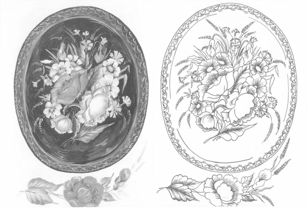 Amazing Zhhostovo painting on metal