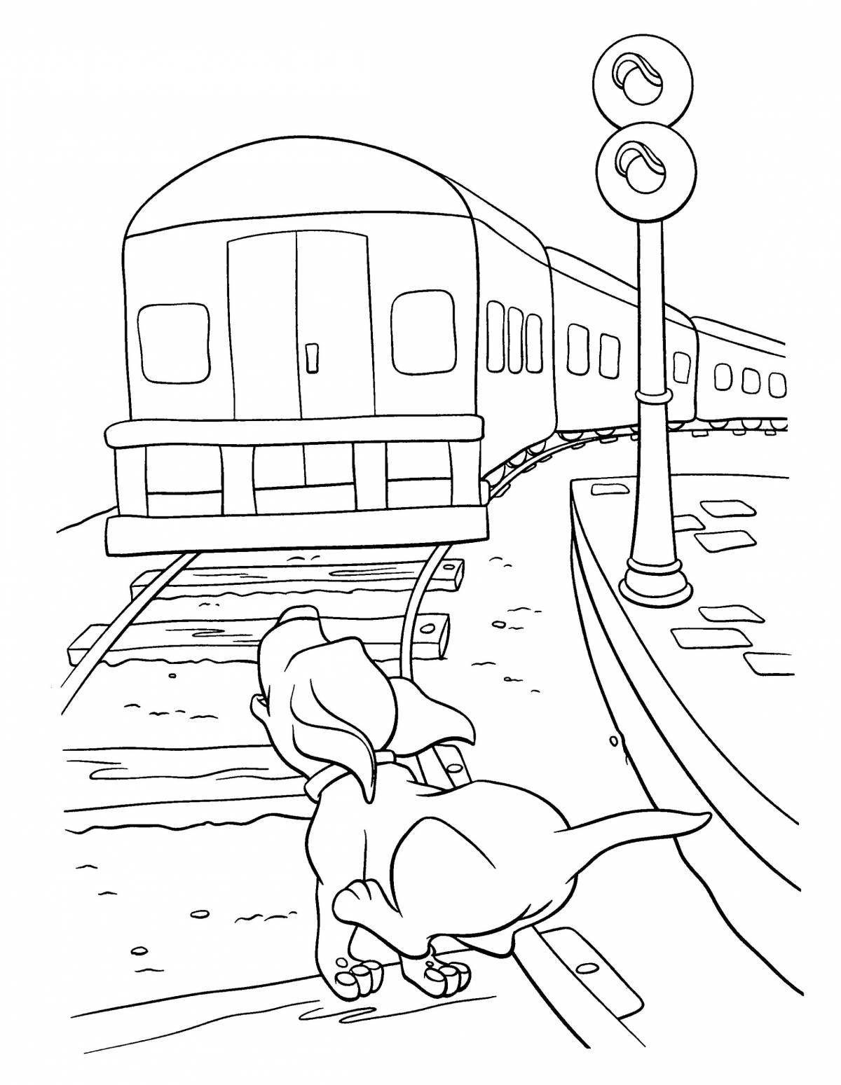 Playful rail safety coloring page