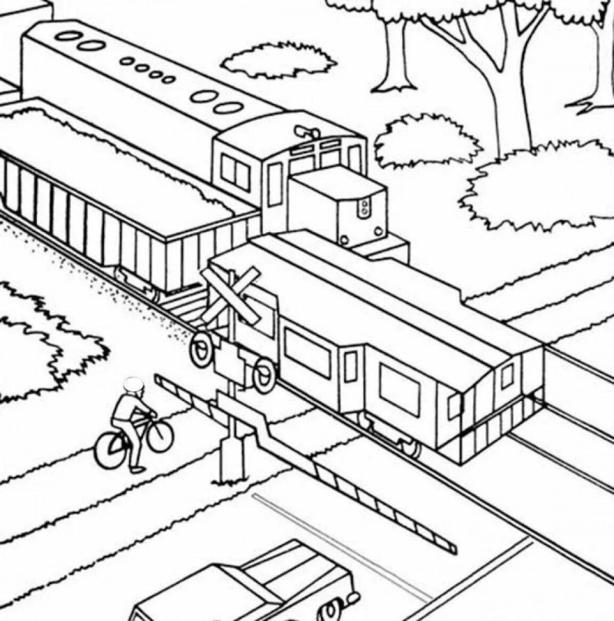 Railroad safety coloring page