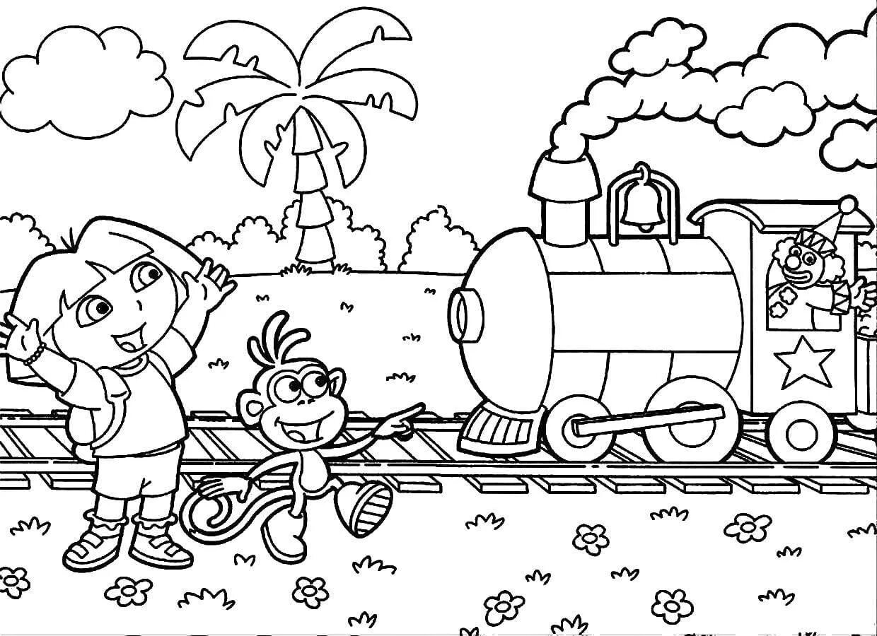 Intricate railroad safety coloring page