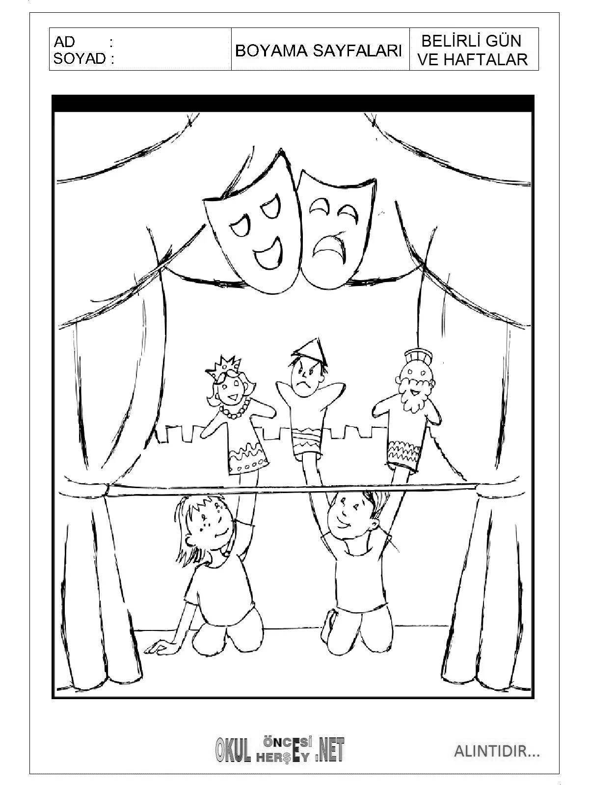 Fun puppet theater coloring book