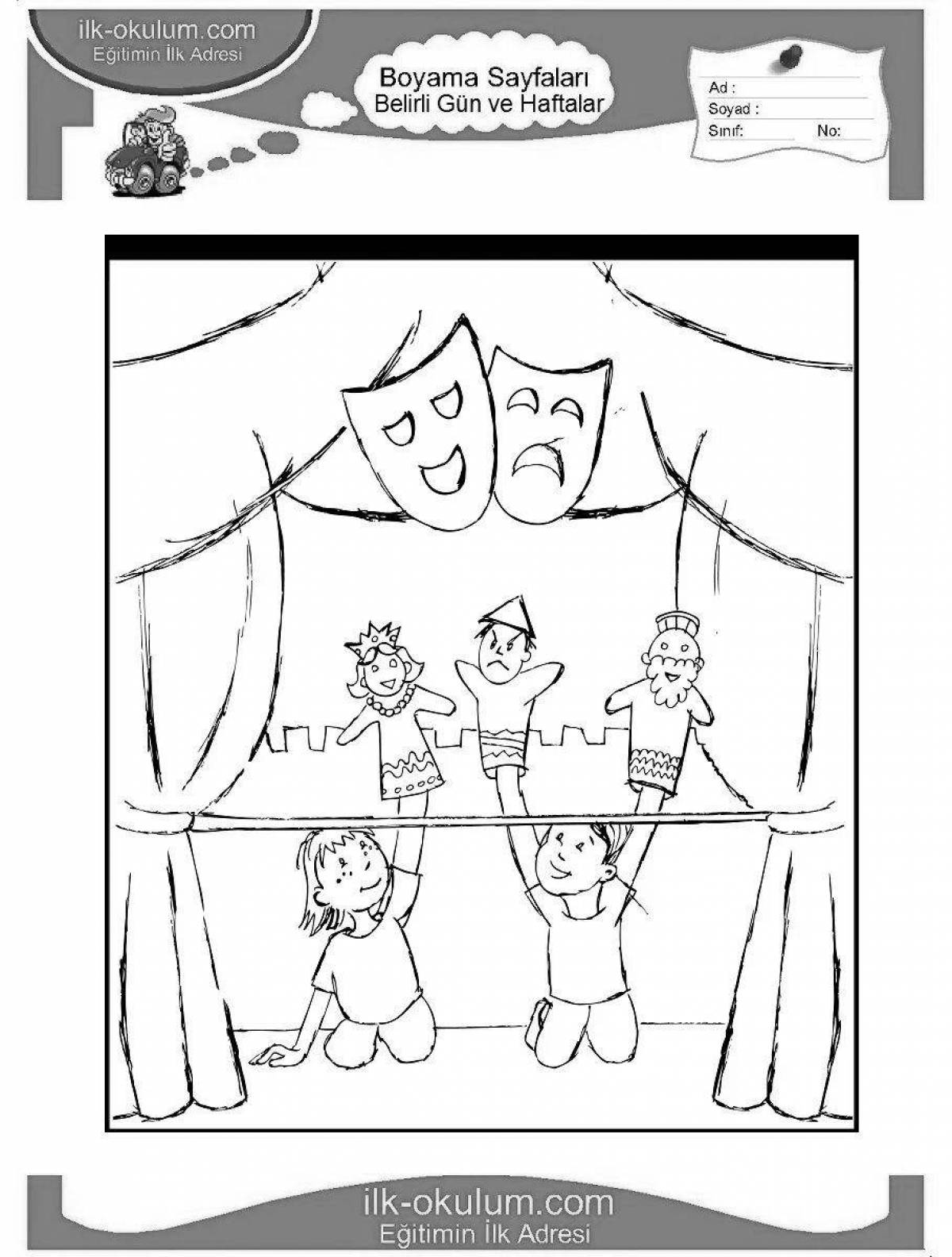 Coloring page magnificent puppet theater