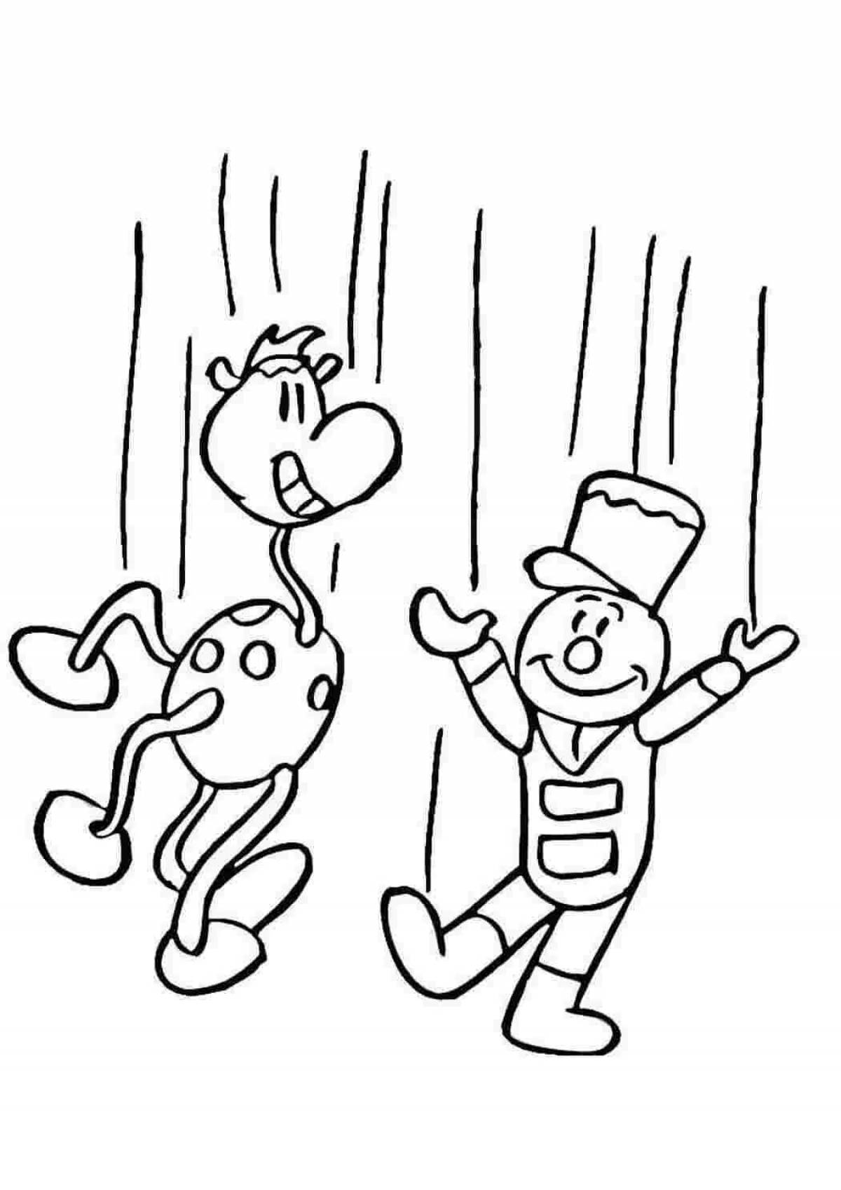 Coloring page deceptive puppet theater