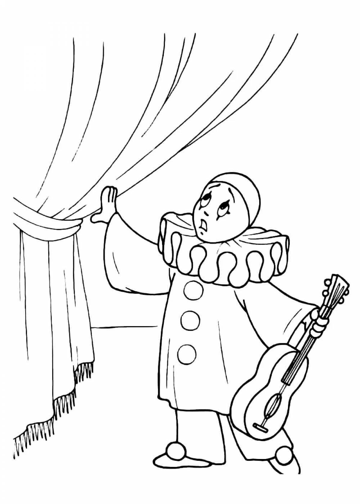 Coloring page hypnotic puppet theater