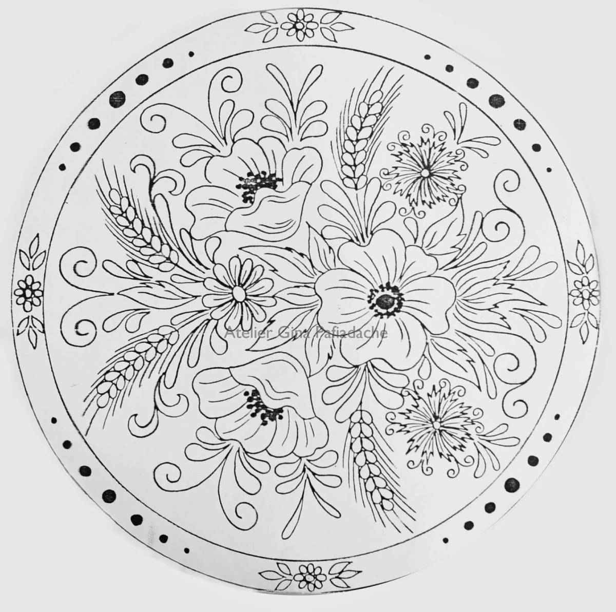 Орнаментальная раскраска хохломский узор в круге