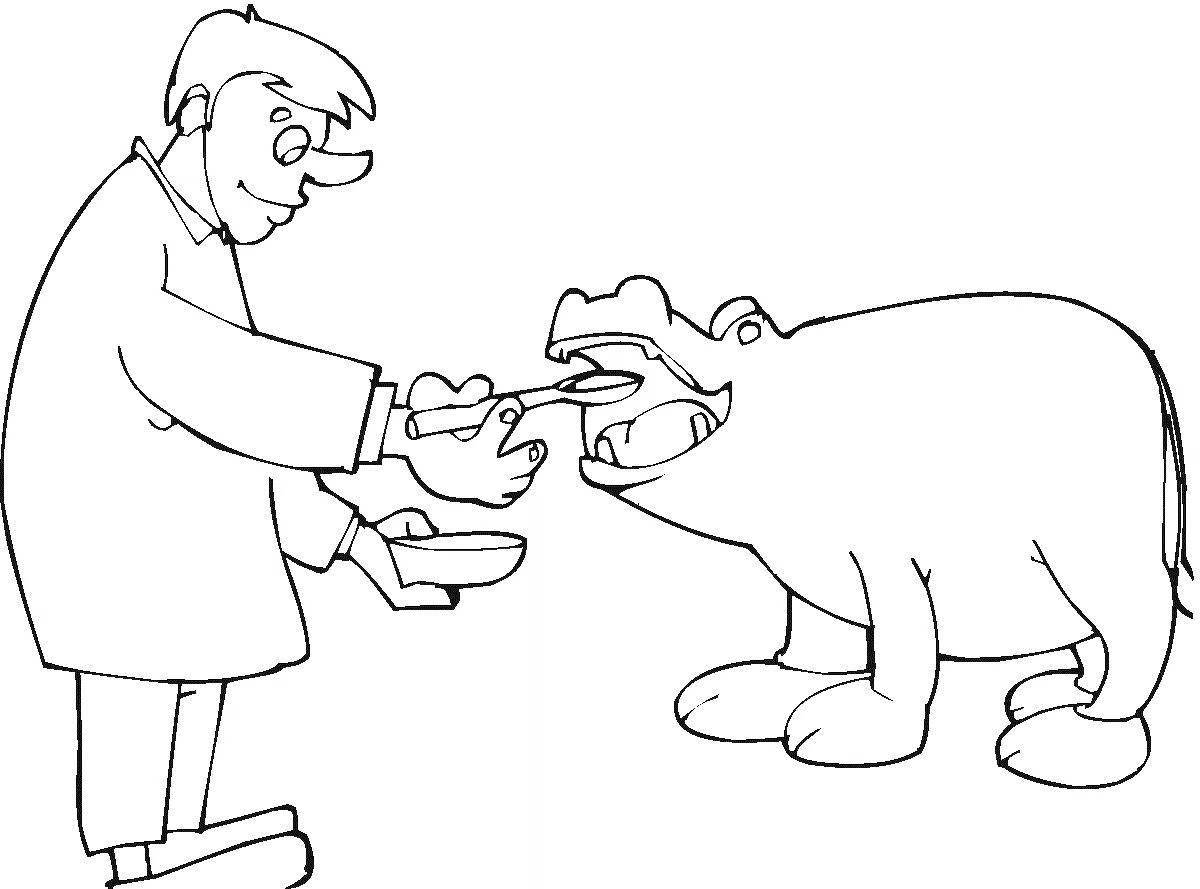 Взволнованный бегемот, который боялся прививок