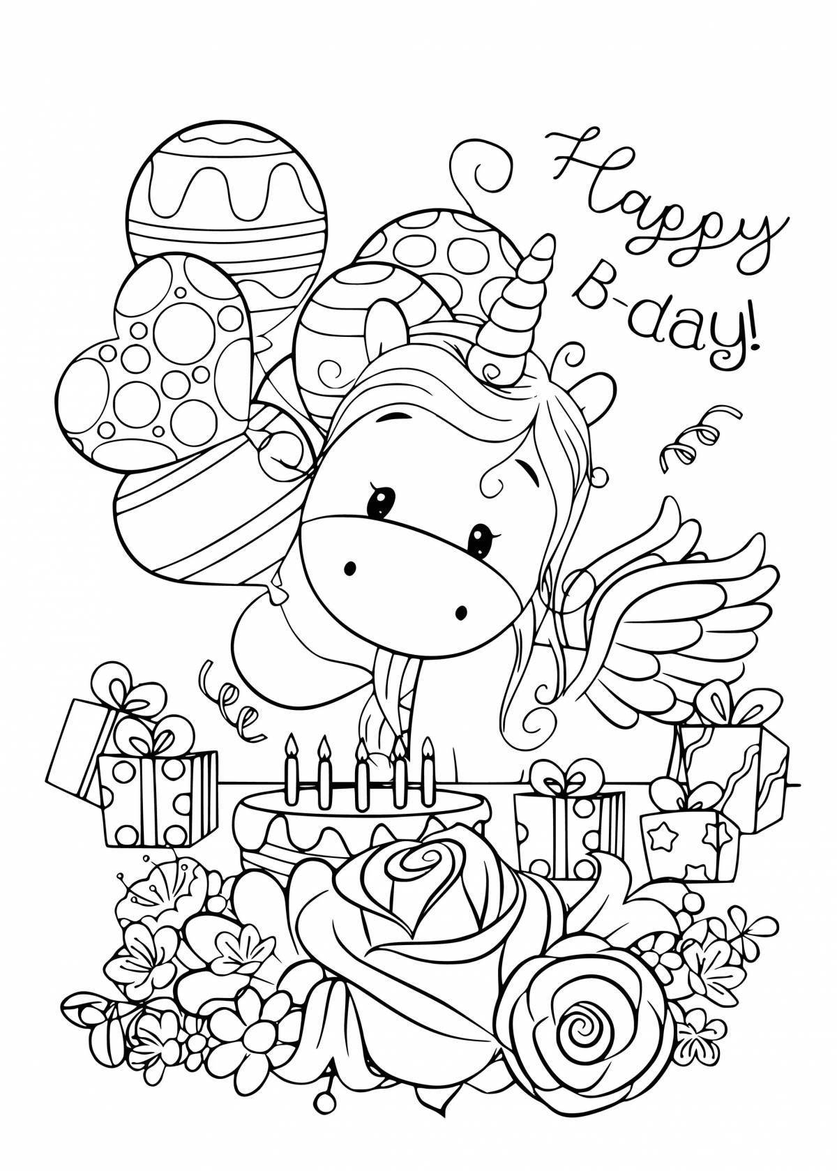 Exciting birthday sister coloring page
